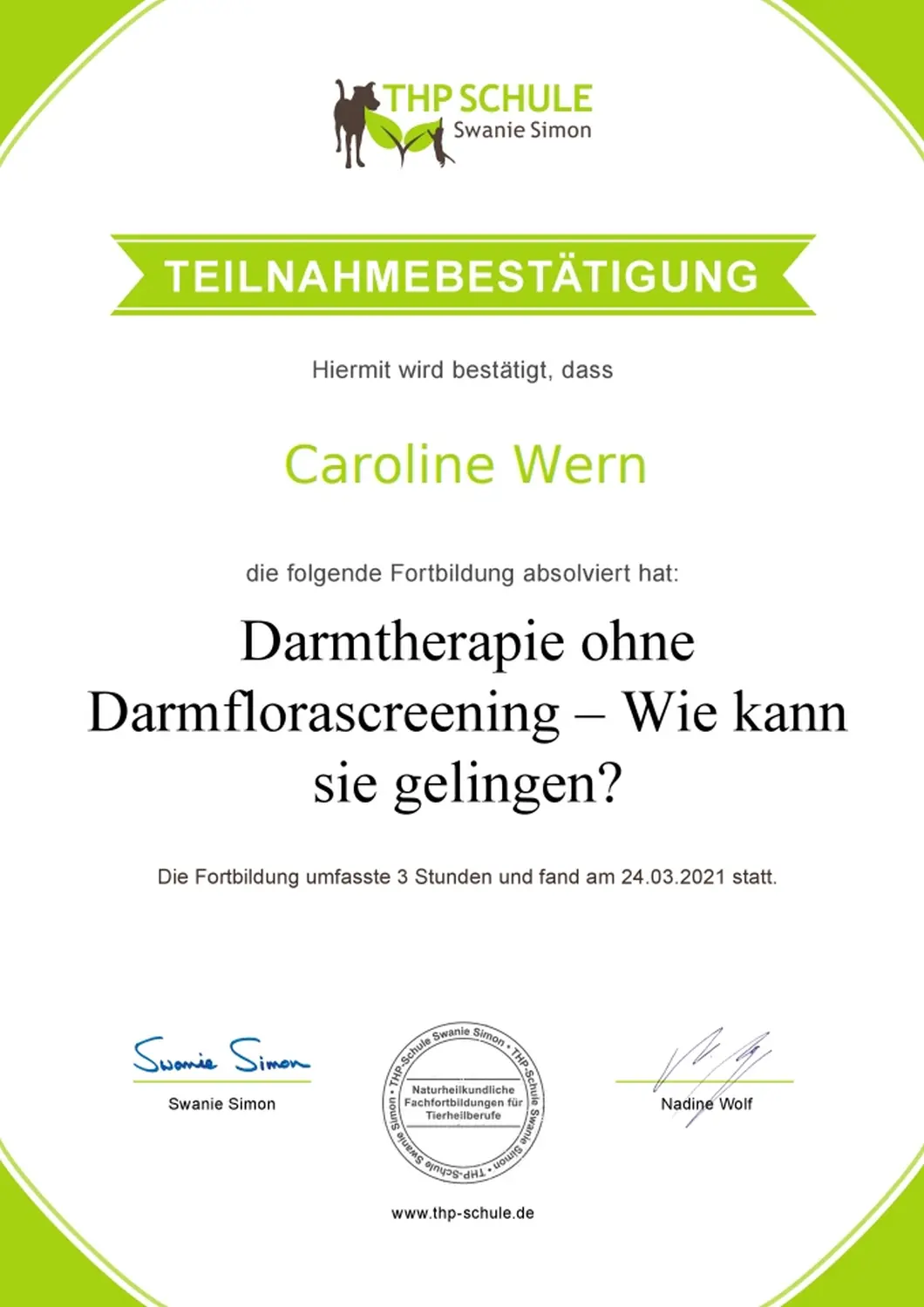 Teilnahmebestätigung Webinar Impfungen