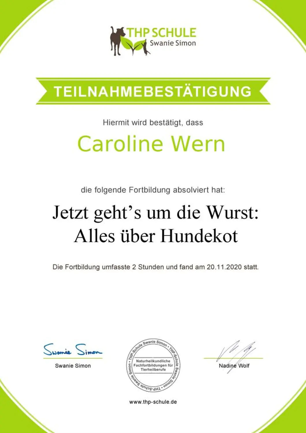 Teilnahmebestätigung Webinar Impfungen