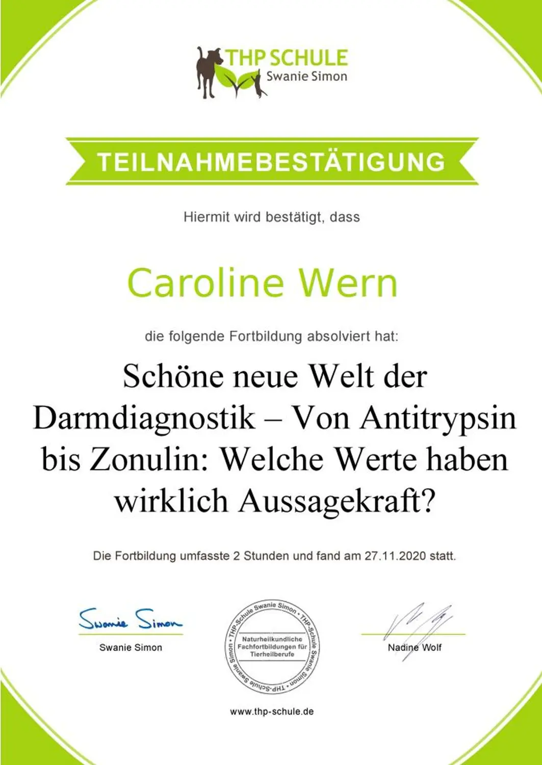Teilnahmebestätigung Webinar Impfungen